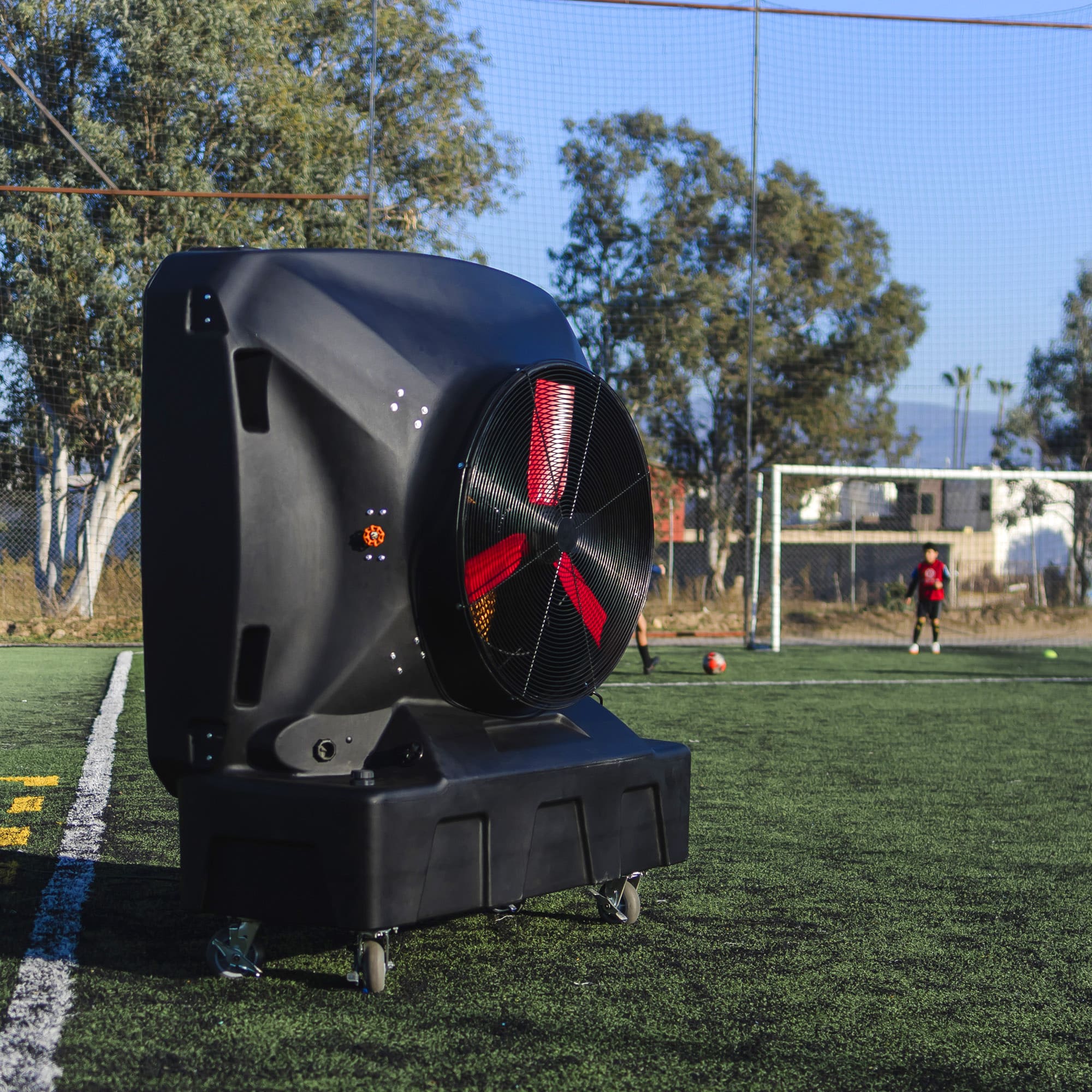 SB Evaps Premium Evaporative Cooler at an Outdoor Futbol Space