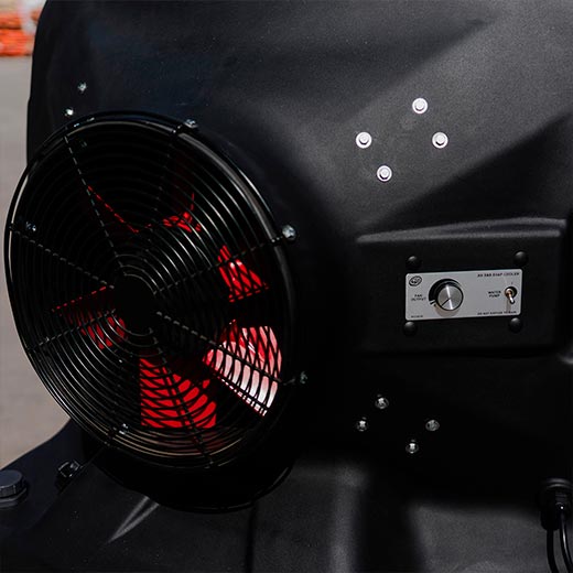 Close Up of back view and electric station SB Evaps Evaporative Cooler