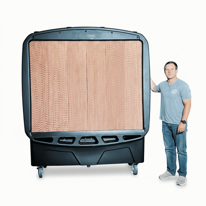 Diagram Size Comparison of a Large SB Evaps Evaporative Cooler and a Man