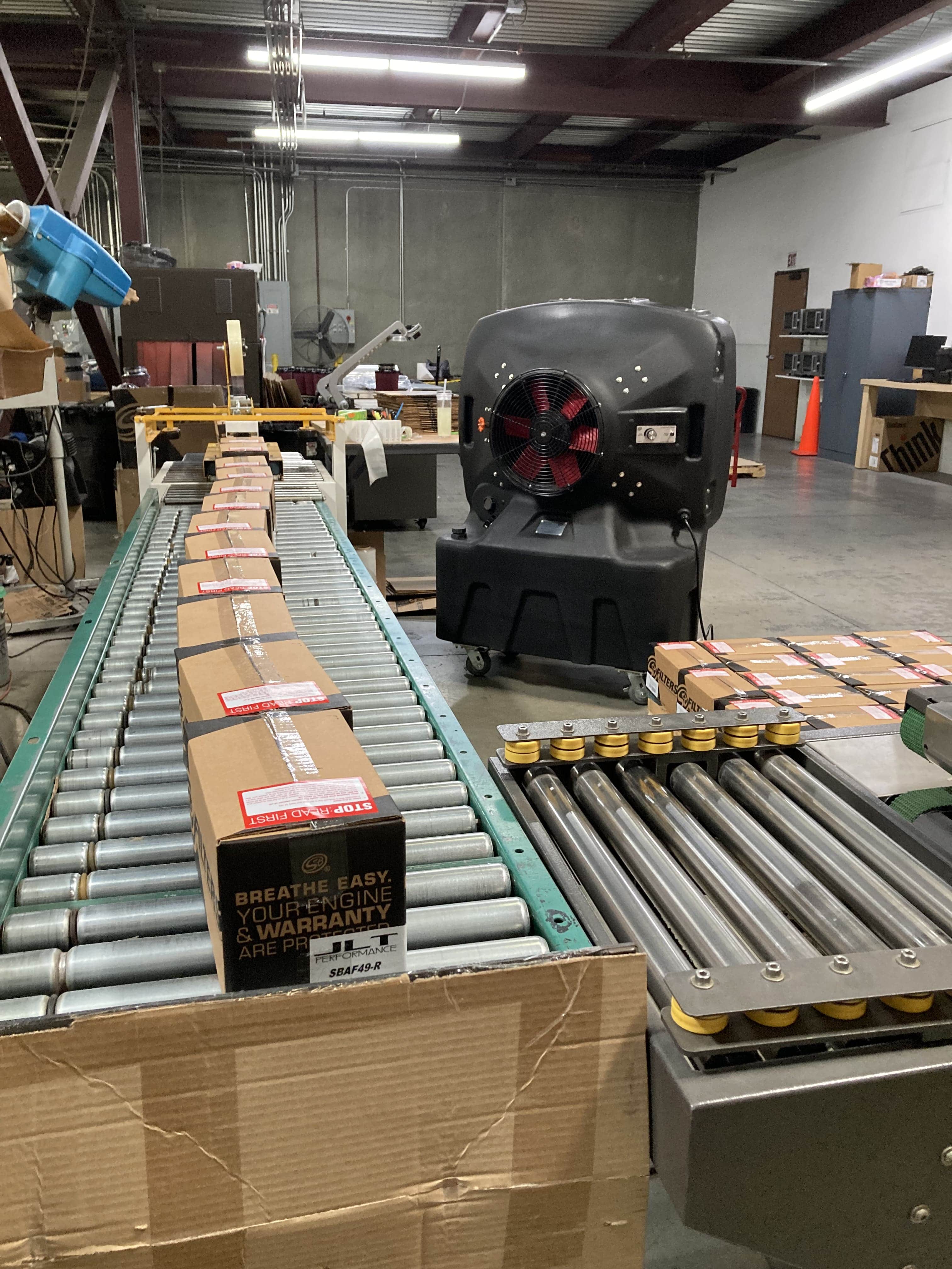 SB Evaps evaporative cooler at an industrial werehouse