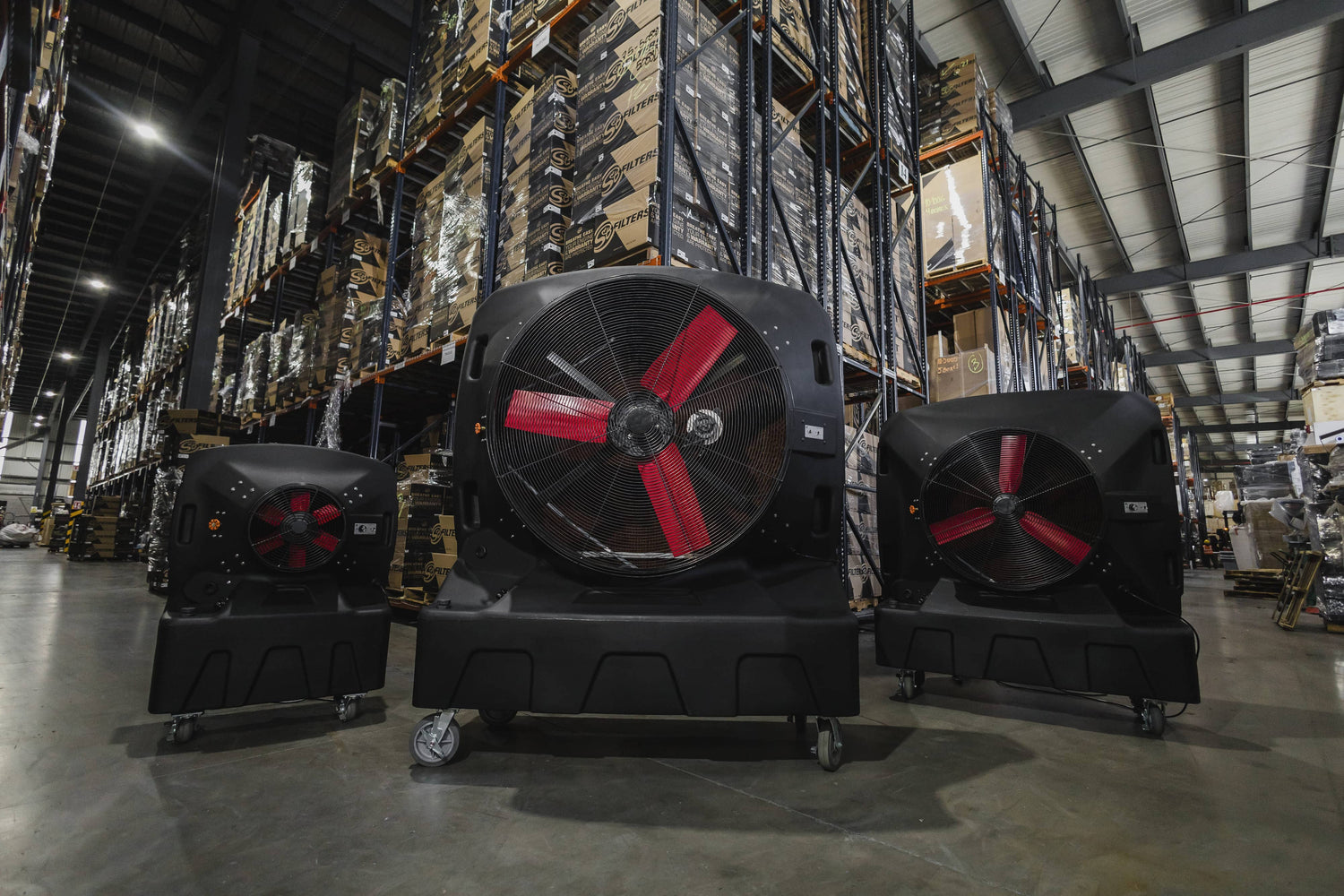 SB Evaporative Coolers SB Evaps, all sizes, in a warehouse
